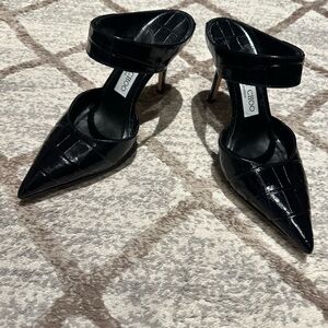 Jimmy Choo Elegant Black Croc-Embossed Heels